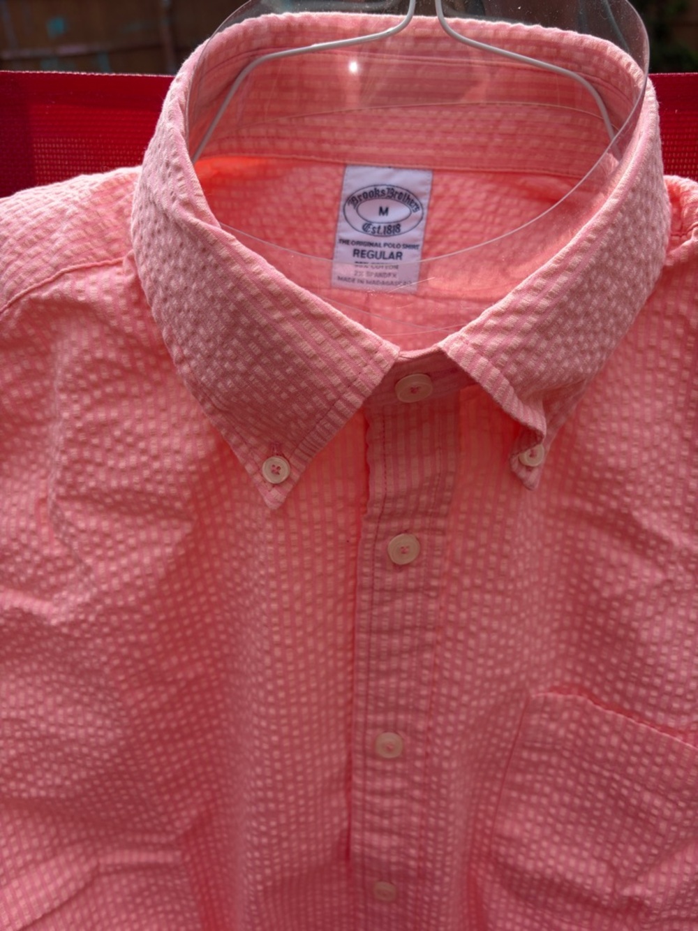 Brooks Brothers Pink Textured Seersucker Button-Down Shirt